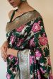 A Bed of Roses  Dark Green Pure Katan Silk Banarasi Handloom Saree Online Sale