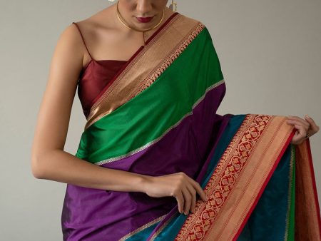 Ānandini  Multicoloured Pure Katan Silk Banarasi Handloom Saree Online Sale