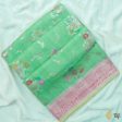 Aqua Green Pure Tussar Georgette Silk Banarasi Handloom Saree Sale