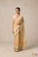 A Sweep of Irises  Beige Pure Kora Silk Net Banarasi Handloom Saree Online Hot Sale