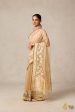 A Sweep of Irises  Beige Pure Kora Silk Net Banarasi Handloom Saree Online Hot Sale