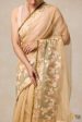 A Sweep of Irises  Beige Pure Kora Silk Net Banarasi Handloom Saree Online Hot Sale